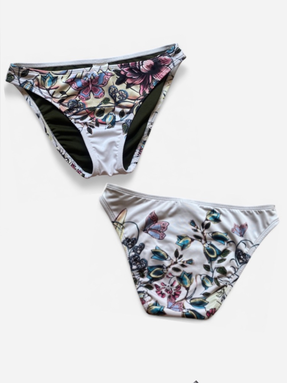 Y2k Lucky Brand Floral Butterfly Print Bikini Bottoms